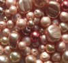50 Grams of Rose Pink Glass Pearl Mix (Assorted Shapes and Sizes)