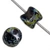 44 4x6mm Black Travertine Glass Pellet Beads
