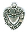1 12mm Antique Silver Raised Heart Pendant