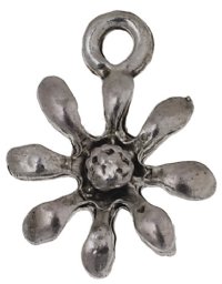 1, 12mm Antique Silver Daisy Flower Pendant