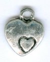 1 12x10mm Antique Silver Heart Stamped Heart Pendant