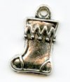 1 13x12mm Antique Silver Christmas Stocking Pendant