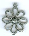 1 15mm Antique Silver Open Petal Flower Pendant