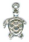 1 15x10mm Small Antique Silver Turtle Pendant