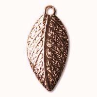 36 15x8mm Curved Bright Copper Plated Leaf Pendants