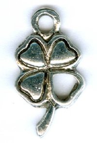 1 16x11mm Antique Silver Four Leaf Clover / Shamrock Pendant