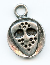 1 17mm Antique Silver Hockey Stick and Goalie Mask Pendant