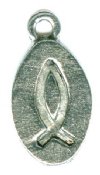 1 18x10mm Antique Silver Fish Symbol Pendant