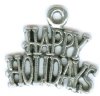 1 18x19mm Antique Silver Happy Holidays Pendant