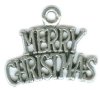 1 18x22mm Antique Silver Merry Christmas Pendant