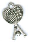 1 19x11mm Antique Silver Tennis Rackets and Ball Pendant