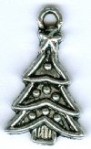 1 19x14mm Antique Silver Christmas Tree Pendant