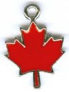 1 19x14mm Silver and Red Epoxy Maple Leaf Pendant