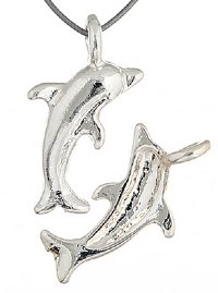 1 20mm Bright Silver Dolphin Pendant