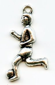 1 20x12.5mm Antique Silver Soccer Player Pendant