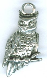 1 21x12mm Antique Silver Owl Pendant