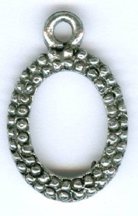 1 21x13mm Dotted Antique Silver Dotted Oval Photo Frame Pendant