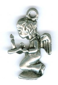 1 21x13mm Antique Silver Praying Angel wtih Candle Pendant