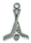 1 21x15mm Antique Silver Hockey Sticks and Puck Pendant