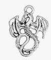 1, 21x16mm Antique Silver Flying Dragon Pendant