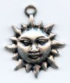 1, 21x16mm Antique Silver Smiling Sun / Face Pendant