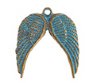 1, 21x19mm Brass Patina Angel Wings Pendant / Charm