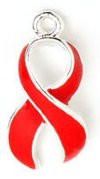 1 23mm Red Curved HIV / AIDS Ribbon Pendant