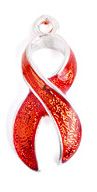 1 23mm Transparent Red Curved HIV / AIDS Ribbon Pendant