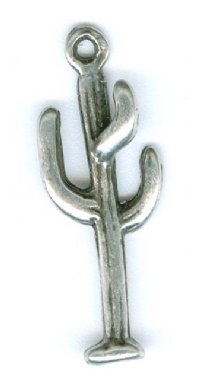 1 24x9mm Antique Silver Cactus Pendant
