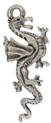 1 29x10mm Antique Silver Dragon Pendant