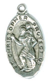 1 26x14mm Antique Silver St. Christopher Medal