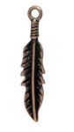 1 26x6mm Antique Copper Feather Pendant