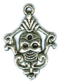 1 28x23mm Antique Silver Day Of the Dead Skull Pendant