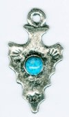 1 34x19mm Antique Silver Arrowhead Pendant With Blue Stone