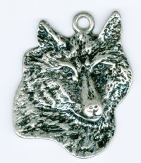 1 35x28mm Antique Silver Wolf Head Pendant