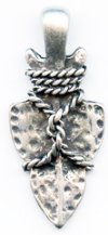 1 36x16mm Antique Silver Rope Wrapped Arrowhead Pendant