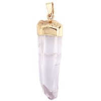 1, 40 to 50mm Crystal Quartz Shard Pendant with Gold Cap & Bail