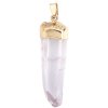 1, 40 to 50mm Crystal Quartz Shard Pendant with Gold Cap & Bail