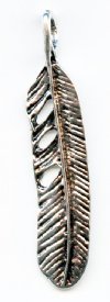 1, 52x14mm Antique Silver Feather Pendant