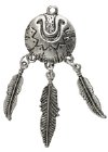 1, 64mm Antique Silver Shield and Feather Pendant