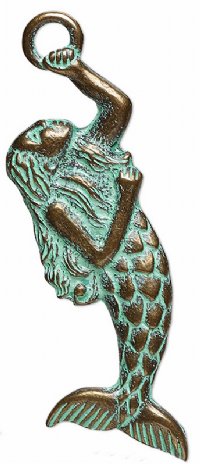 1, 70x24mm Brass Patina Mermaid Pendant / Charm