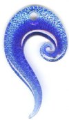 1 70x40mm Blue, Aqua and Silver Foil Swirl Drop Pendant