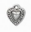 1, 9x9mm Antique Silver Beaded Edge Heart Pendant