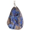 50x35x9mm Dyed Blue Agate Freeform Pendant with Silver Plate Bail