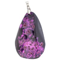 50x35x9mm Dyed Purple Agate Freeform Pendant with Silver Plate Bail.
