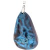 50x35x9mm Dyed Teal Agate Freeform Pendant with Silver Plate Bail