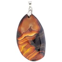 50x35x9mm Dyed Topaz Agate Freeform Pendant with Silver Plate Bail