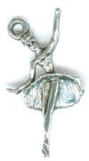 1 27x15mm Antique Silver Leaping Ballerina Pendant