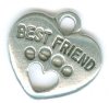 1 14x15mm Antique Silver Best Friend with Paw Heart Pendant