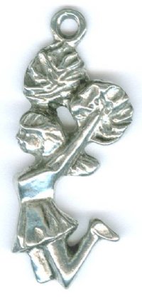1 28mm Antique Silver Cheerleader Pendant